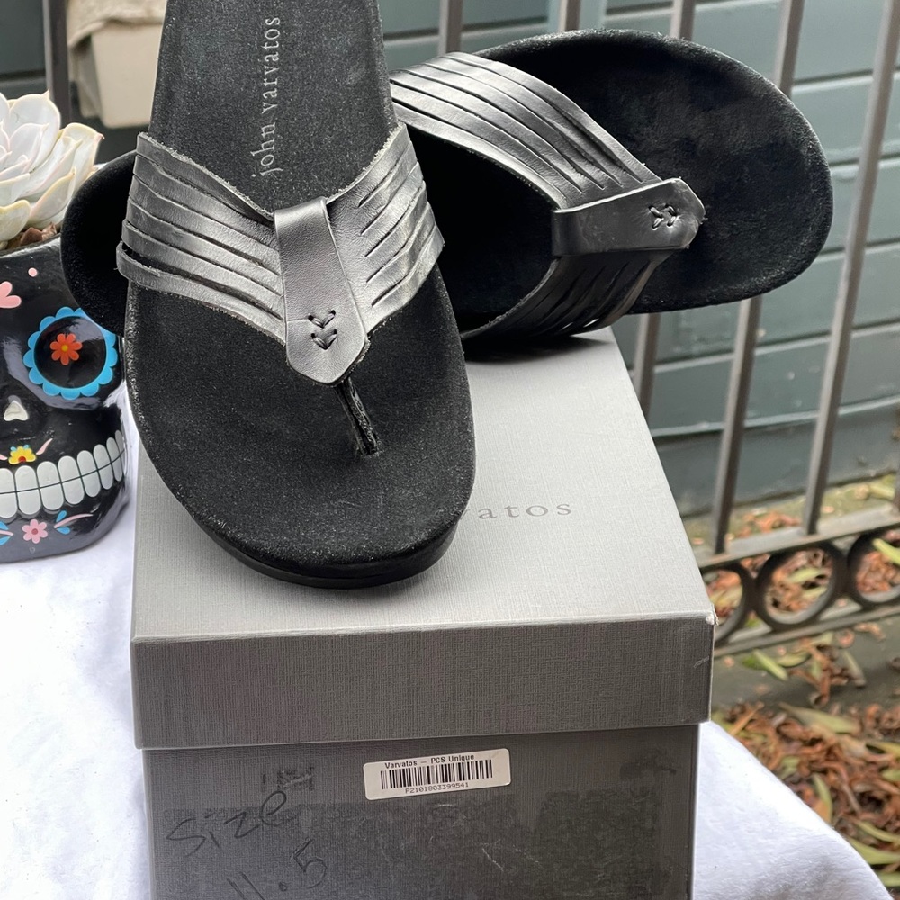John Varvatos Men’s Black Leather Sandals sz 11.5